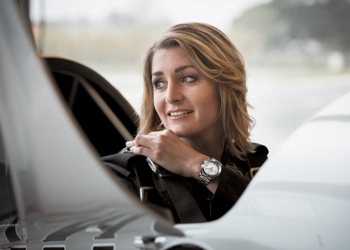La Campeona del Mundo Aude Lemordant llevando su Breitling Colt 36