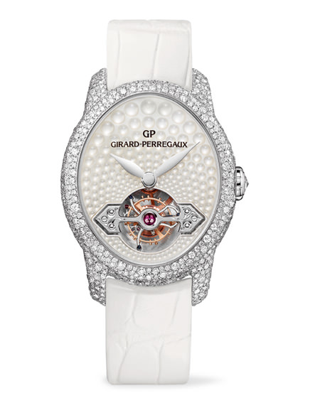 Cat's eye jewellery tourbillon con gold bridge de Girard-Perregaux
