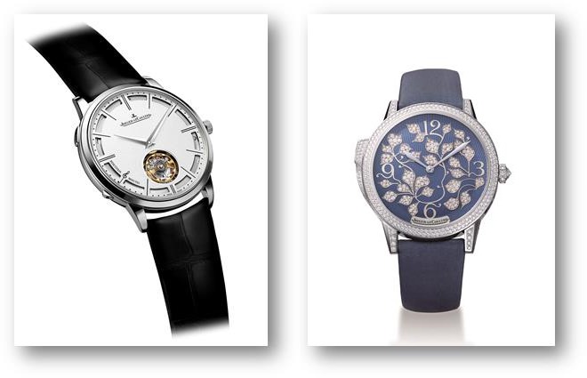 (izq-der) Jaeger-LeCoultre Master Ultra Thin Minute Repeater Flying Tourbillon; Jaeger-LeCoultre Rendez-Vous Ivy Minute Repeater 