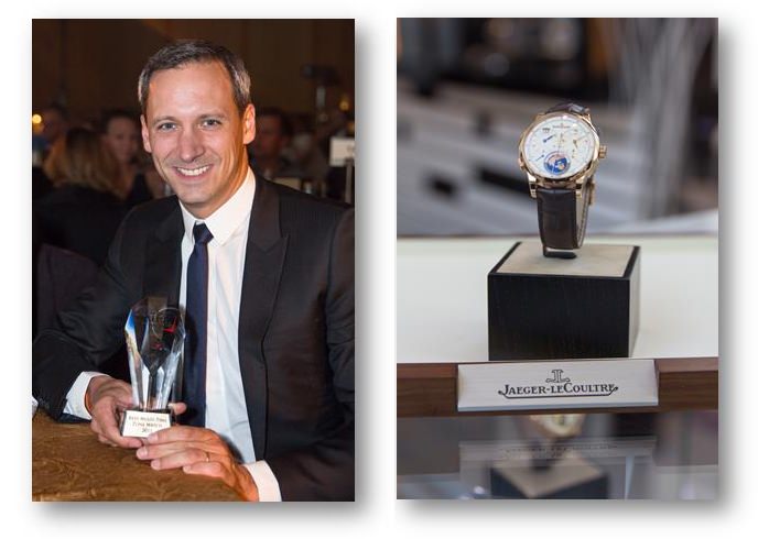 Marc de Panafieu, Director de Jaeger-LeCoultre en Oriente Medio con el premio y el reloj Jaeger-LeCoultre Duomètre Unique Travel Time