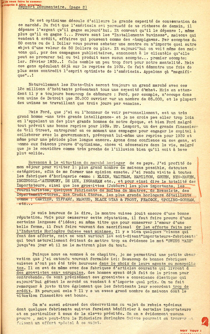 En 1938, durante un viaje de documentación a América, el fundador de Europa Star, Hugo Bucher, visitó a los actores del sector relojero, entre ellos Tiffany & Co., a la que en su informe describe como horloger détaillant, o “distribuidor de relojes”.