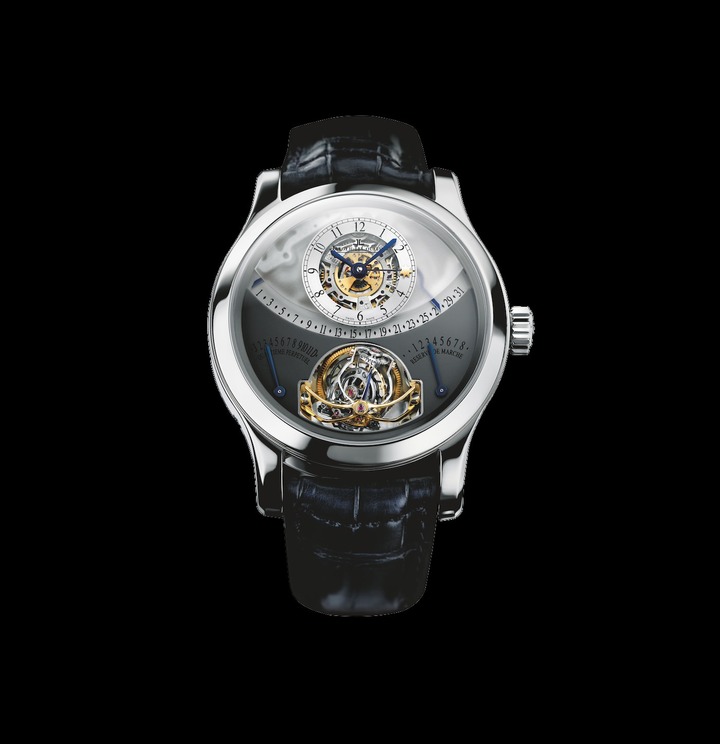 Jaeger-LeCoultre Master Gyrotourbillon 1 (2004). Jaeger-LeCoultre lanzó este modelo justo antes de que otros modelos de tourbillon multieje salieran al mercado, entre ellos, Jean-Pierre Golay, que en aquel momento trabajaba para Franck Muller en Genthod, y el relojero independiente Thomas Prescher.