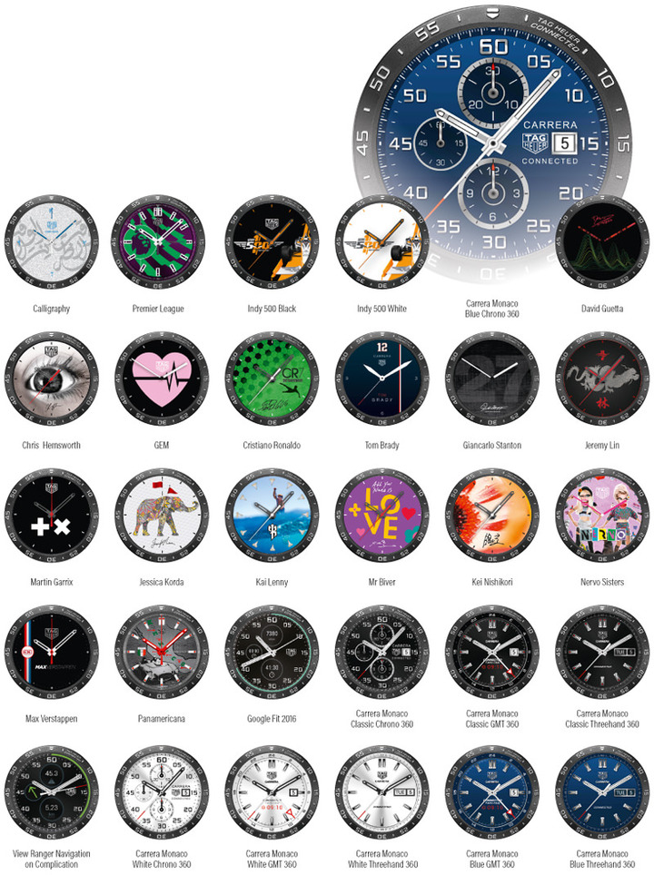 Caras del smartwatch - Todas las esferas (oficiales) del TAG Heuer connected